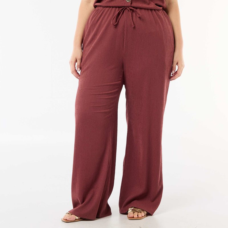 Pantalon large en maille crêpée