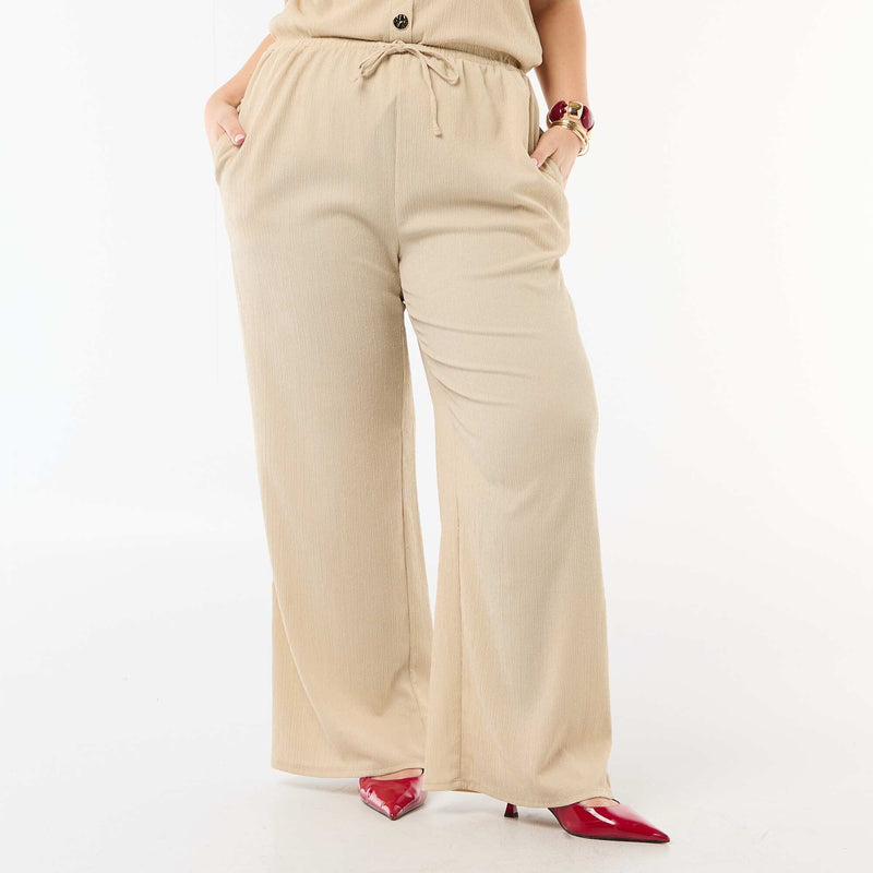 Pantalon large en maille crêpée