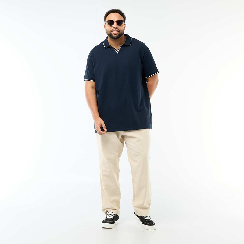 Polo en piqué de coton avec col polo sans boutons