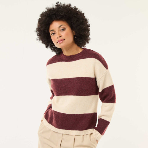Pull rayé col rond en matière douce