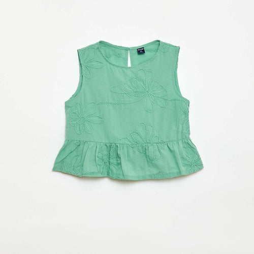Blouse sans manches avec broderies fleuries