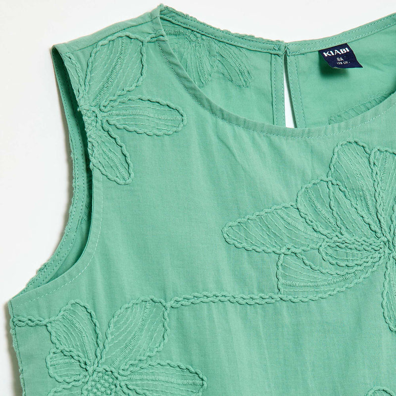 Blouse sans manches avec broderies fleuries