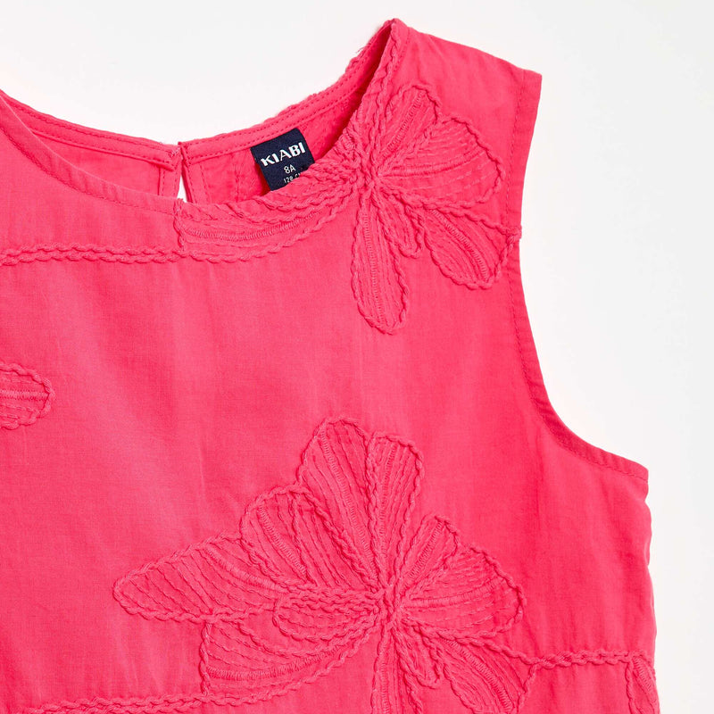 Blouse sans manches avec broderies fleuries