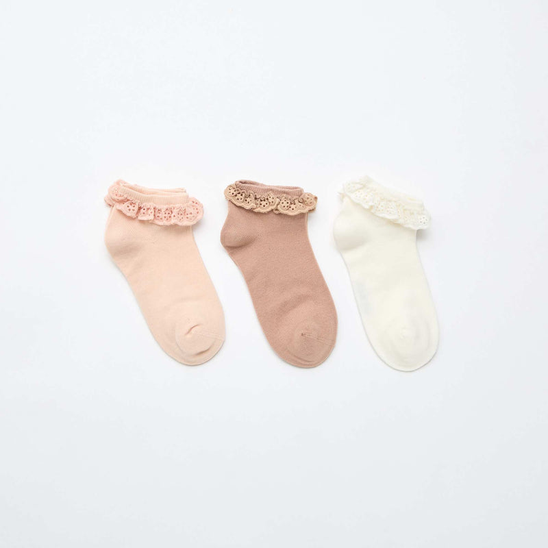 Lot de 3 socquettes de cérémonie à volants