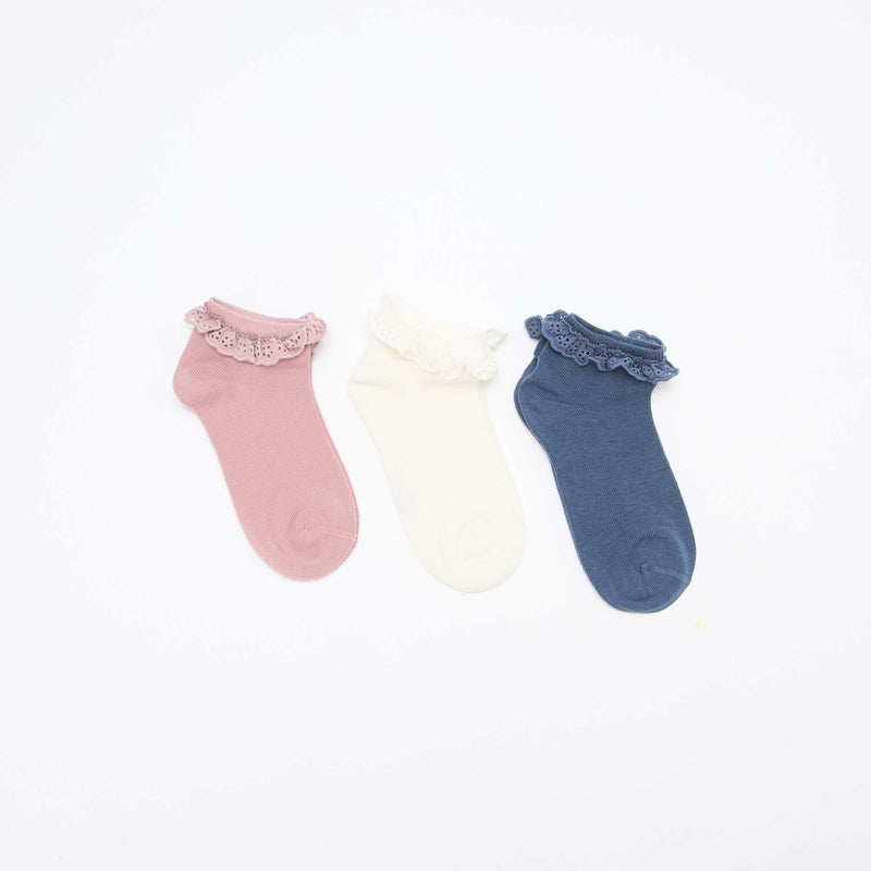 Lot de 3 socquettes de cérémonie à volants