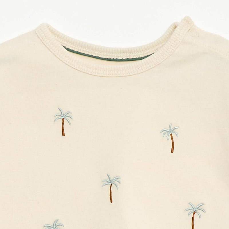 T-shirt imprimé tropique' manches courtes en coton