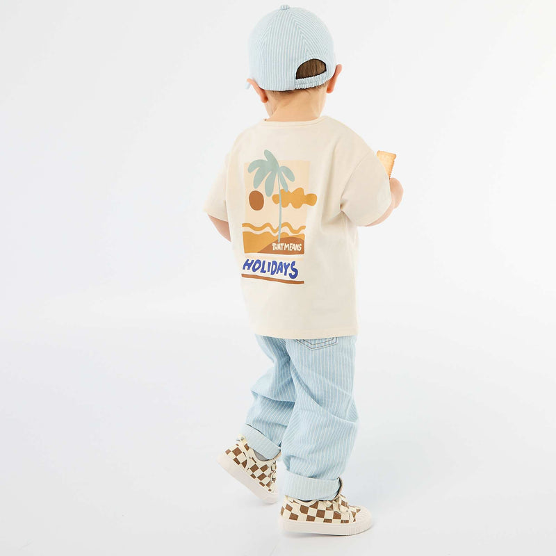 T-shirt imprimé tropique' manches courtes en coton