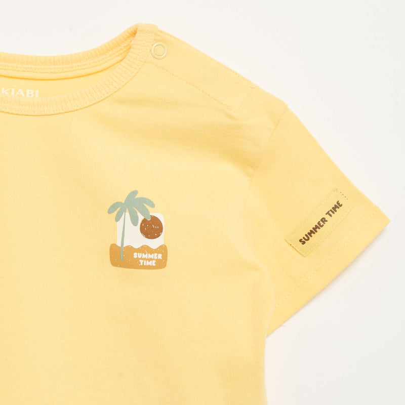 T-shirt imprimé tropique' manches courtes en coton