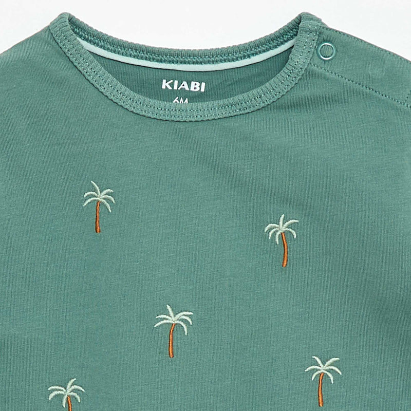 T-shirt imprimé tropique' manches courtes en coton