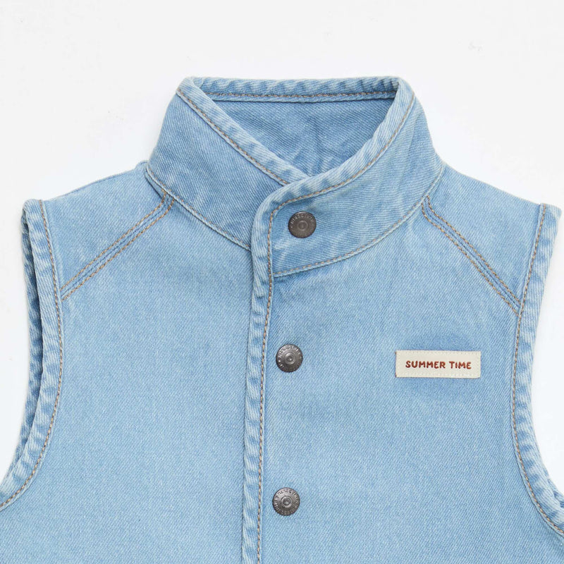 Chemise denim sans manches en coton