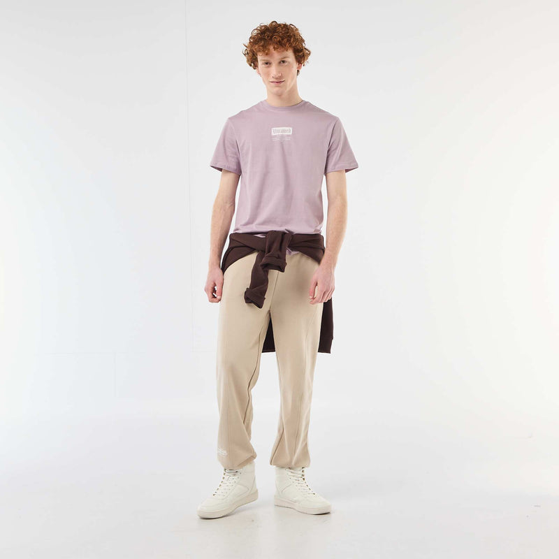 T-shirt imprimé placé en coton uni