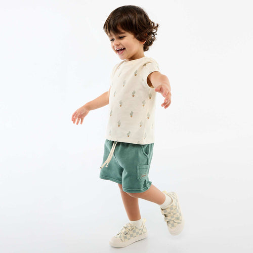 Short droit en french terry en coton uni