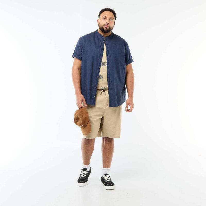 Chemise en lin mélangé à manches courtes