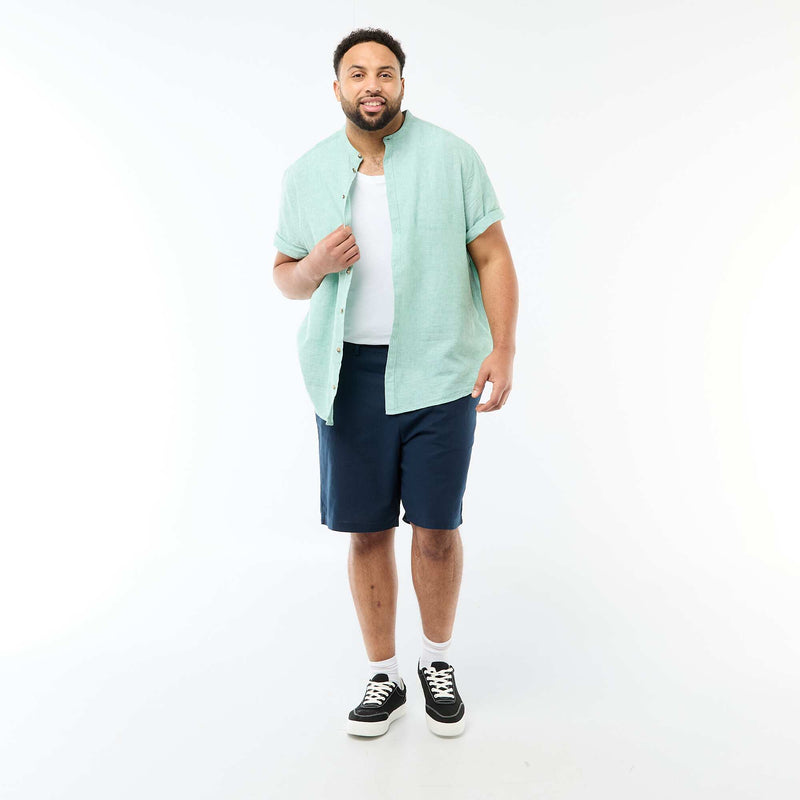 Chemise en lin mélangé à manches courtes