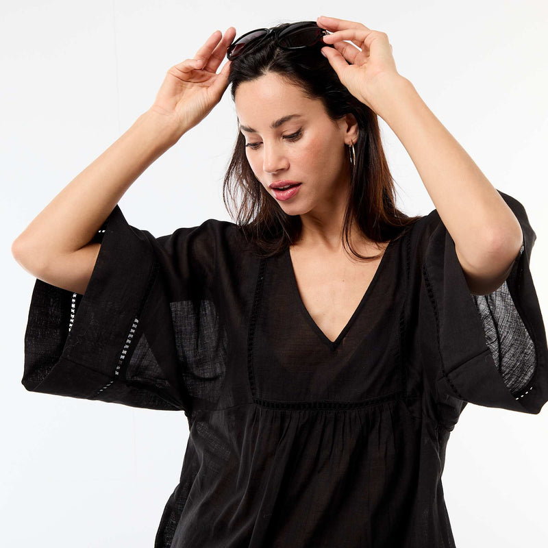 Robe de plage mi-longue unie