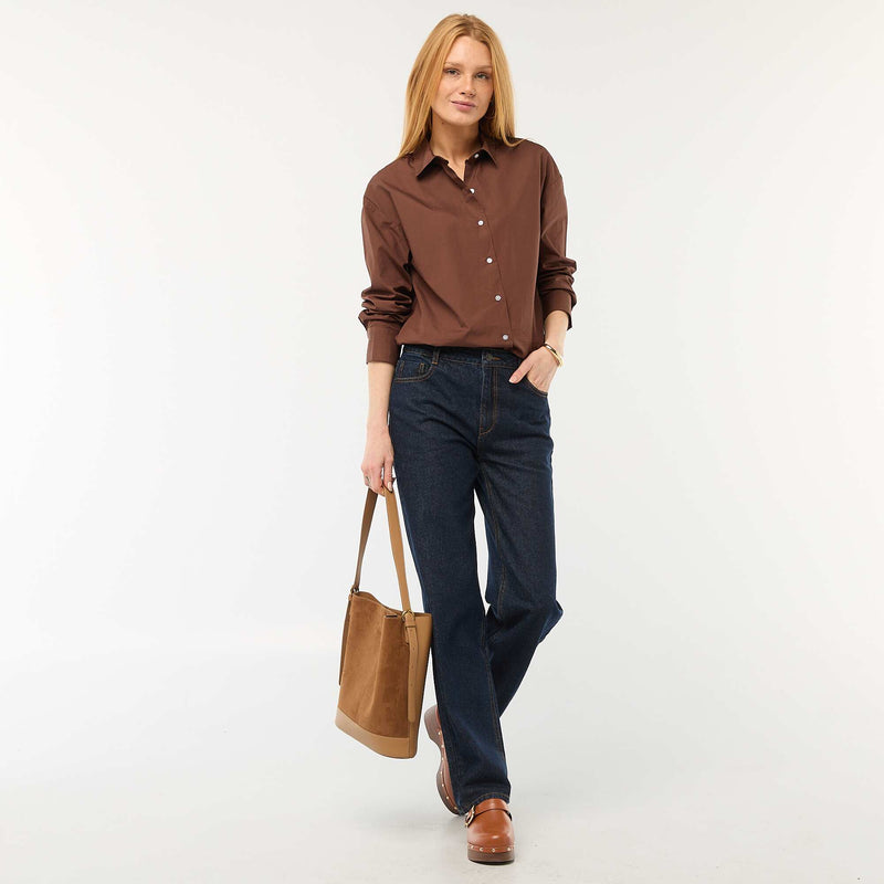 Chemise en popeline à manches longues