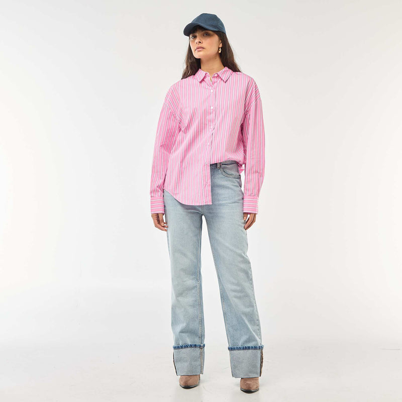 Chemise en popeline à manches longues