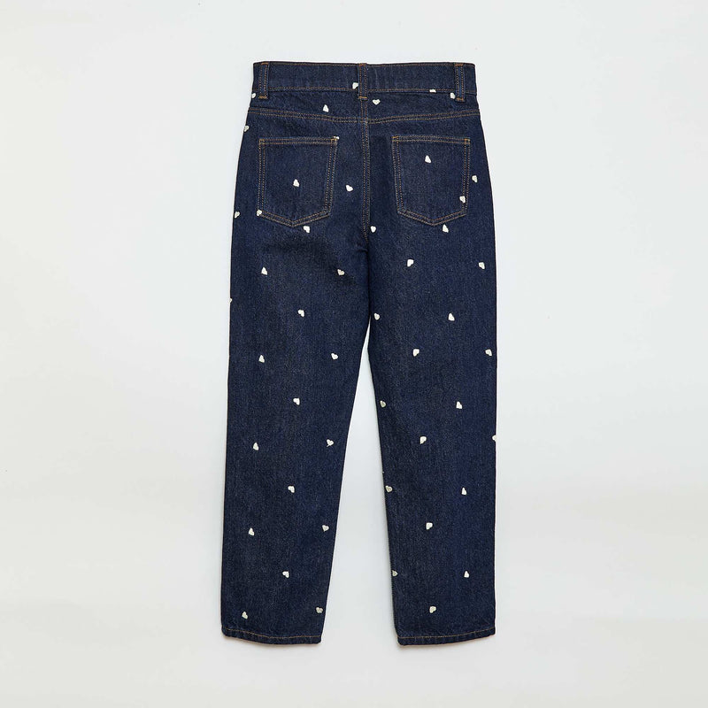 Pantalon droit en denim avec motif
