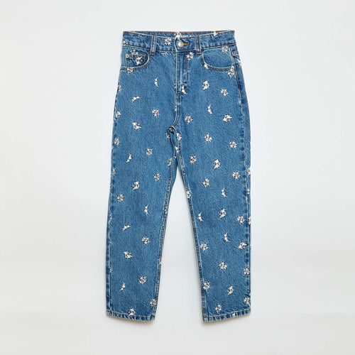 Pantalon droit en denim avec motif
