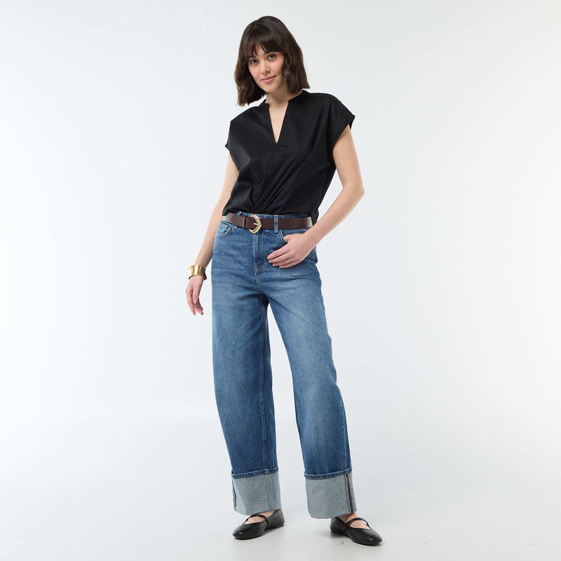Blouse à manches courtes et col V
