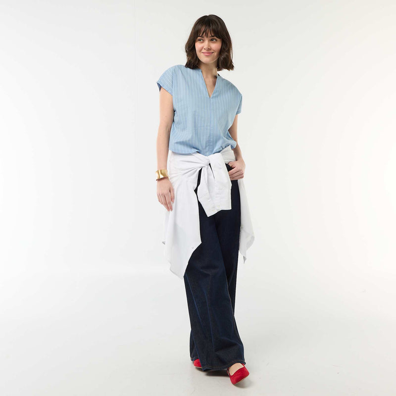 Blouse à manches courtes et col V