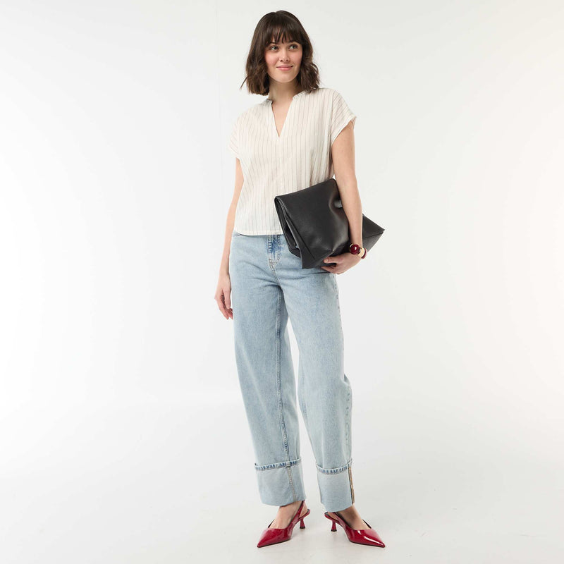 Blouse à manches courtes et col V