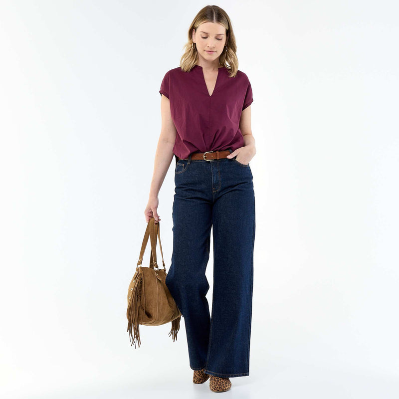 Blouse à manches courtes et col V