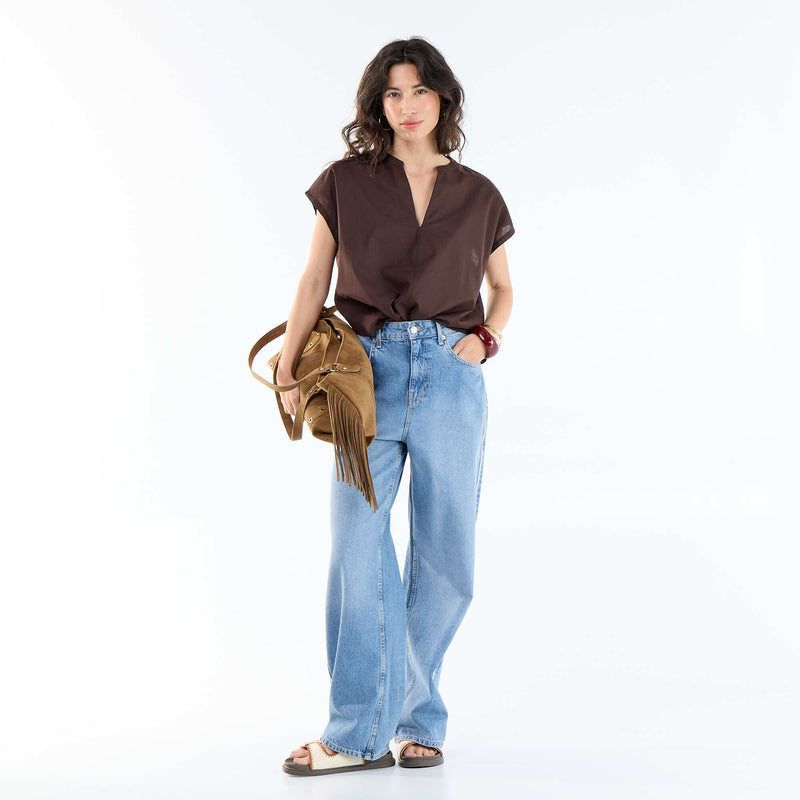 Blouse à manches courtes et col V