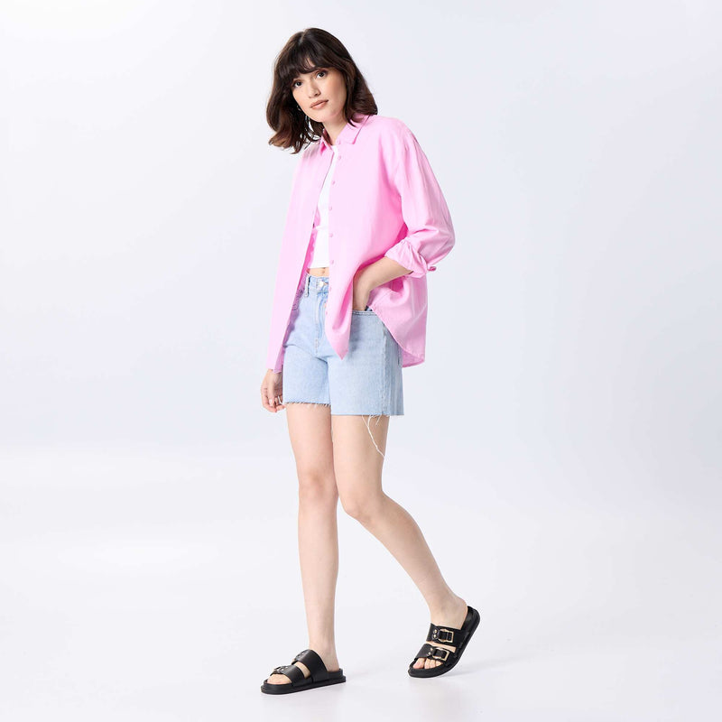Chemise en lin mélangé – Rose – Kiabi Maroc