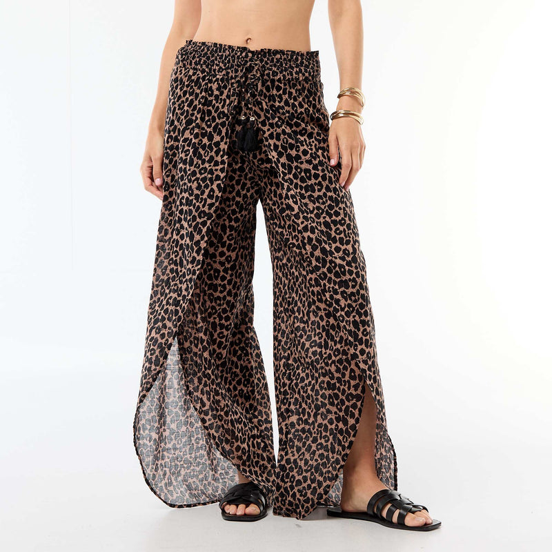 Pantalon de plage en viscose imprimée