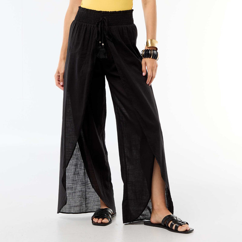 Pantalon de plage en viscose imprimée