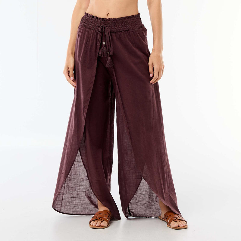 Pantalon de plage en viscose imprimée