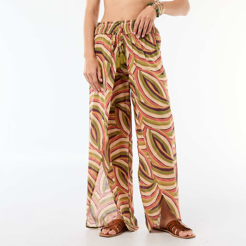 Pantalon de plage en viscose imprimée