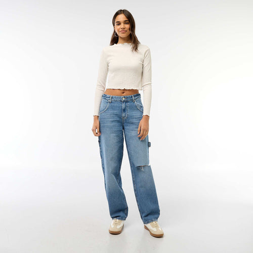 Jean baggy avec abrasion fantaisie