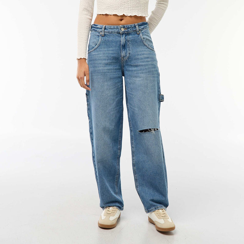 Jean baggy avec abrasion fantaisie