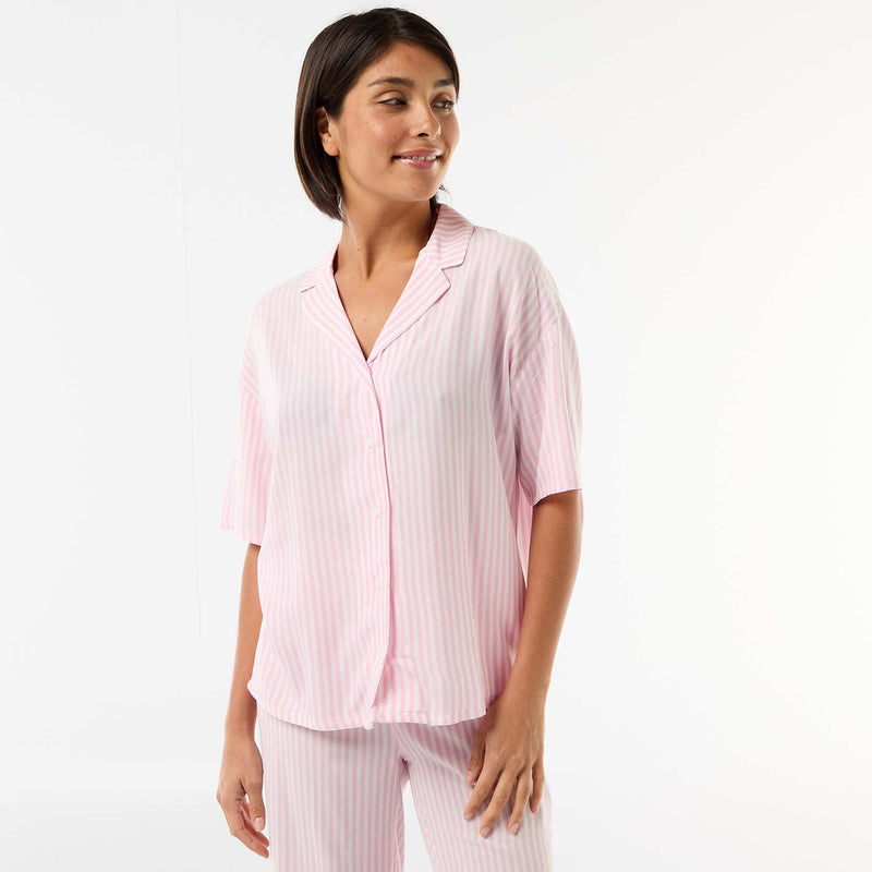 Ensemble chemisier de nuit rayé all-over
