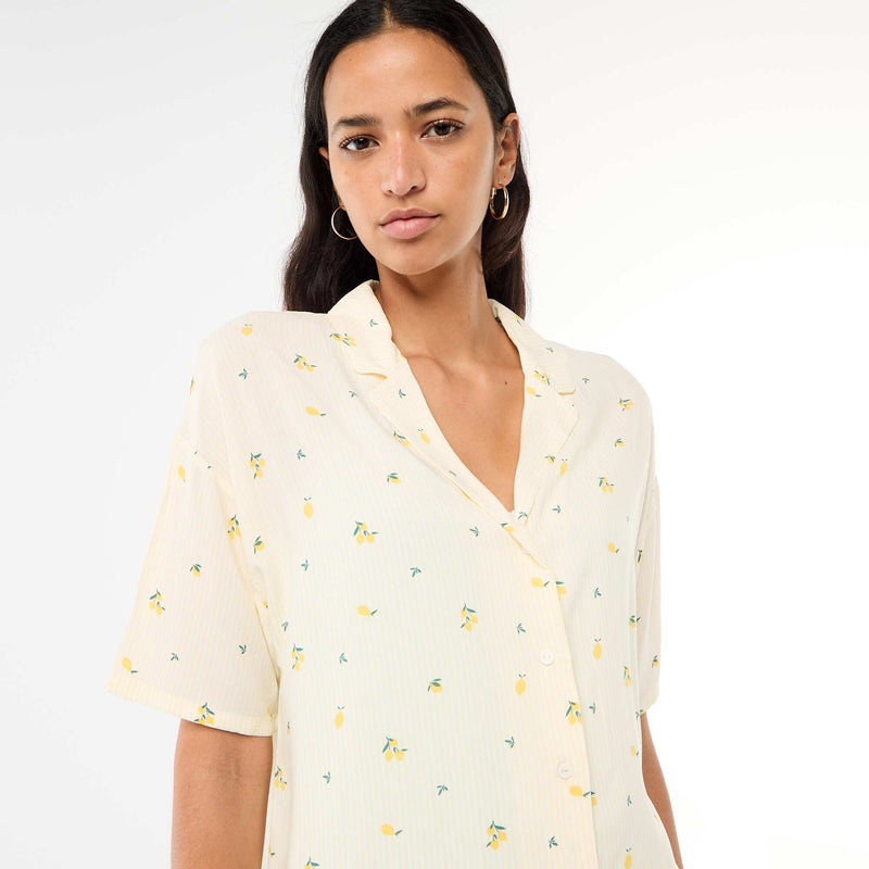 Ensemble chemisier de nuit rayé all-over