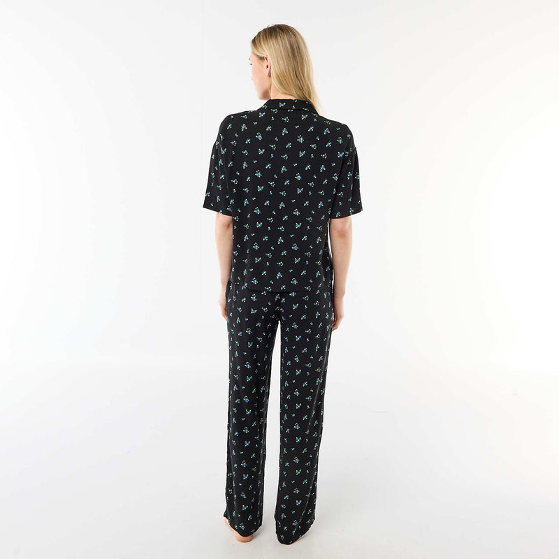 Ensemble chemisier de nuit rayé all-over