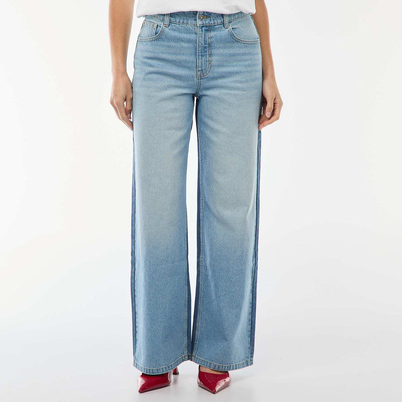 Jean taille haute coupe large / wide leg + 2 teintes de jeans
