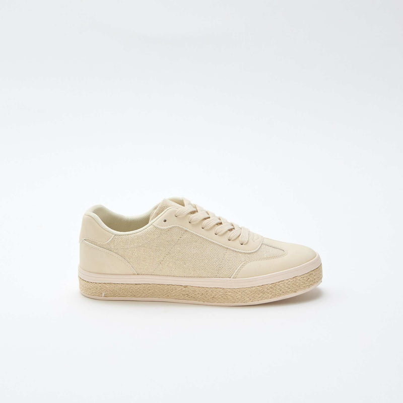 Baskets bi matière et semelle espadrille