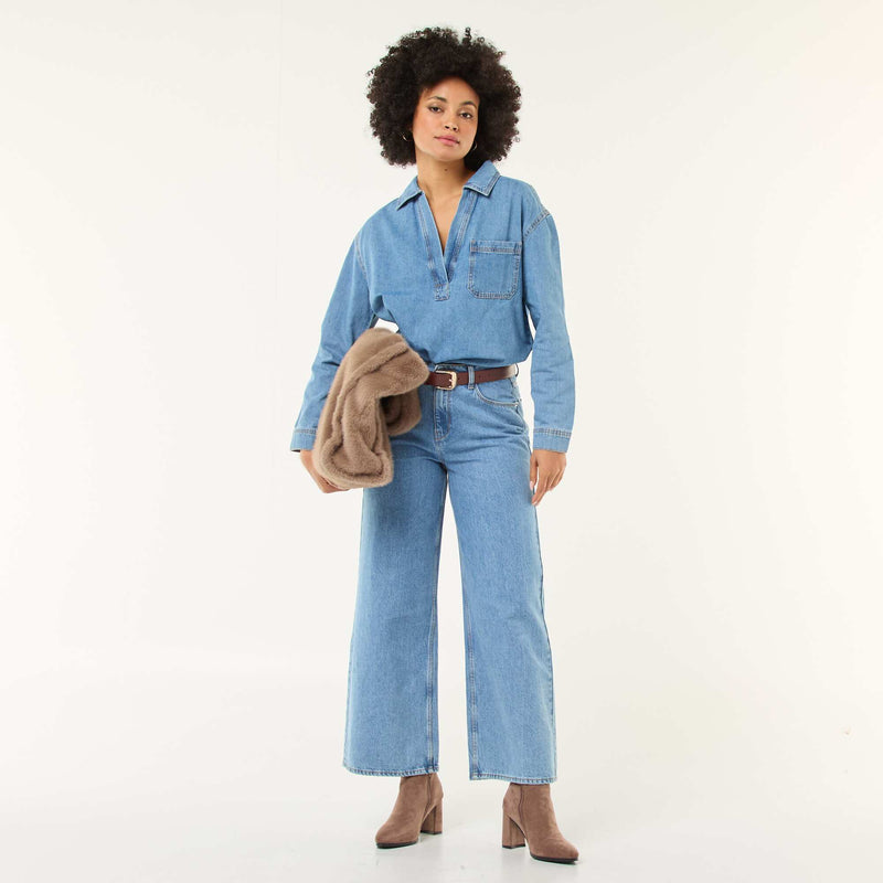 Chemise denim manches longues