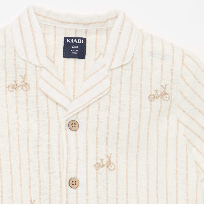 Chemise rayée et à motif à manches courtes