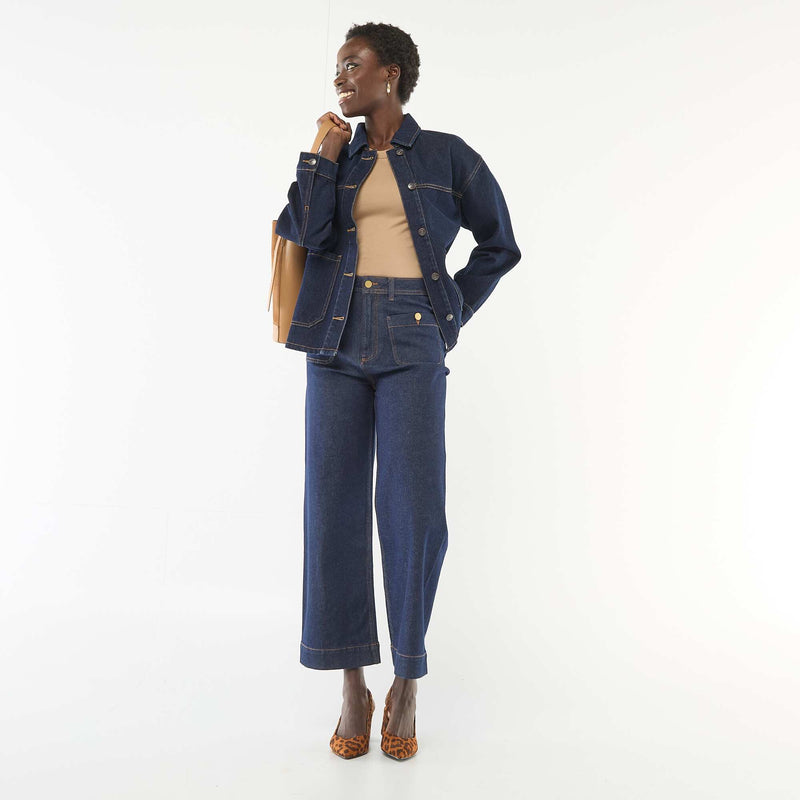 Veste en jean à poches plaquées