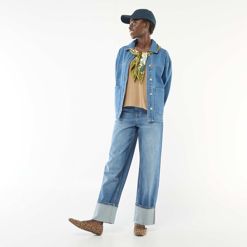 Veste en jean à poches plaquées