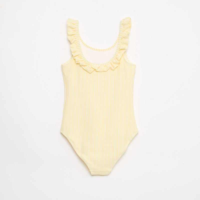 Maillot de bain rayé volanté extensible