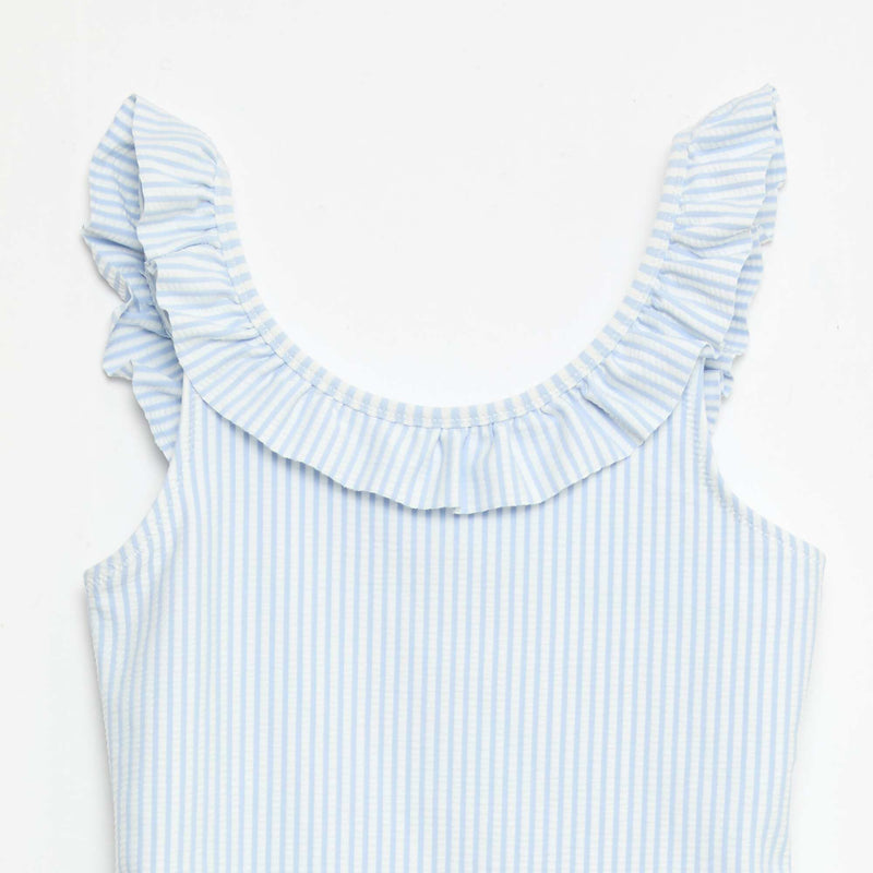 Maillot de bain rayé volanté extensible
