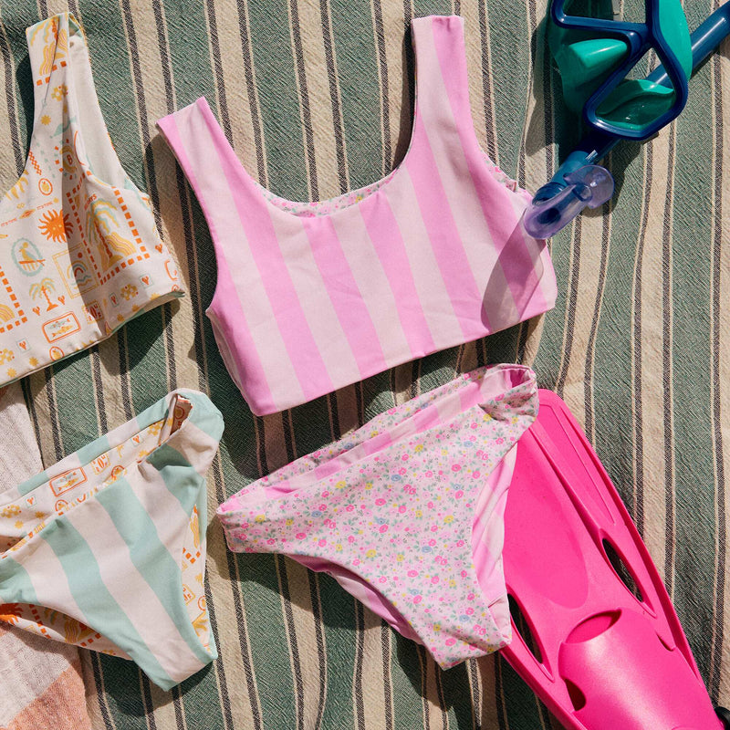 Maillot de bain fleuri réversible - 2 pièces