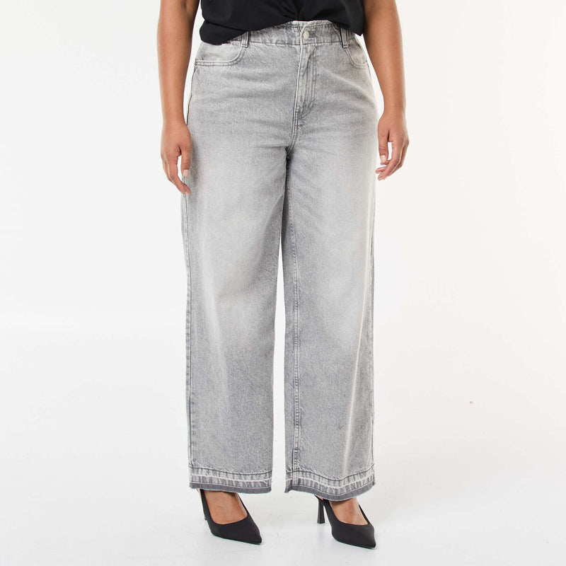 Jean wide leg avec bords à cru