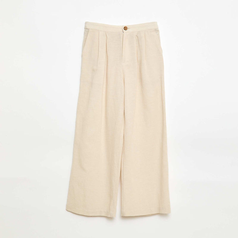 Pantalon large en lin mélangé