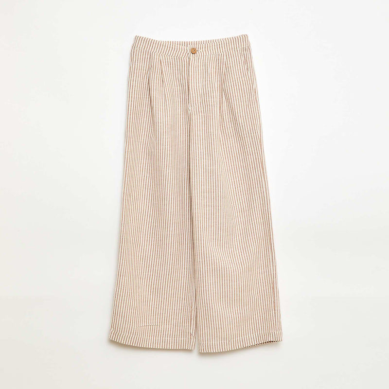 Pantalon large en lin mélangé